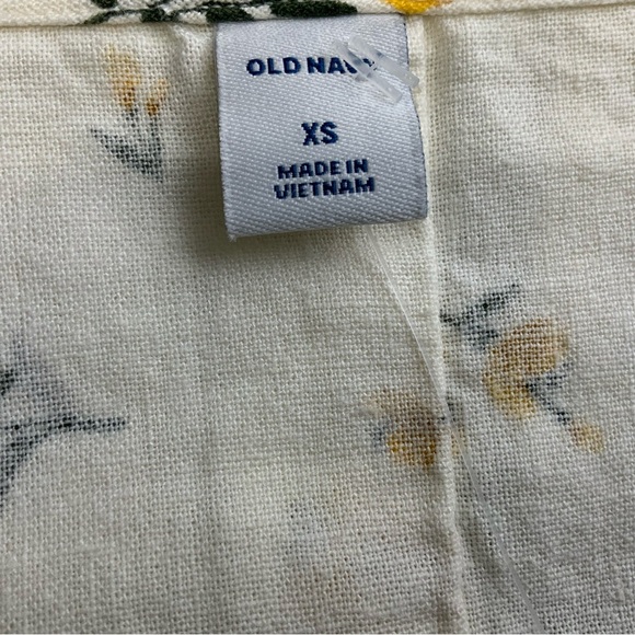Old Navy Yellow Foral Linen Blend Shift Dress Button Down Back. Size XS. (NWT). - Picture 7 of 9